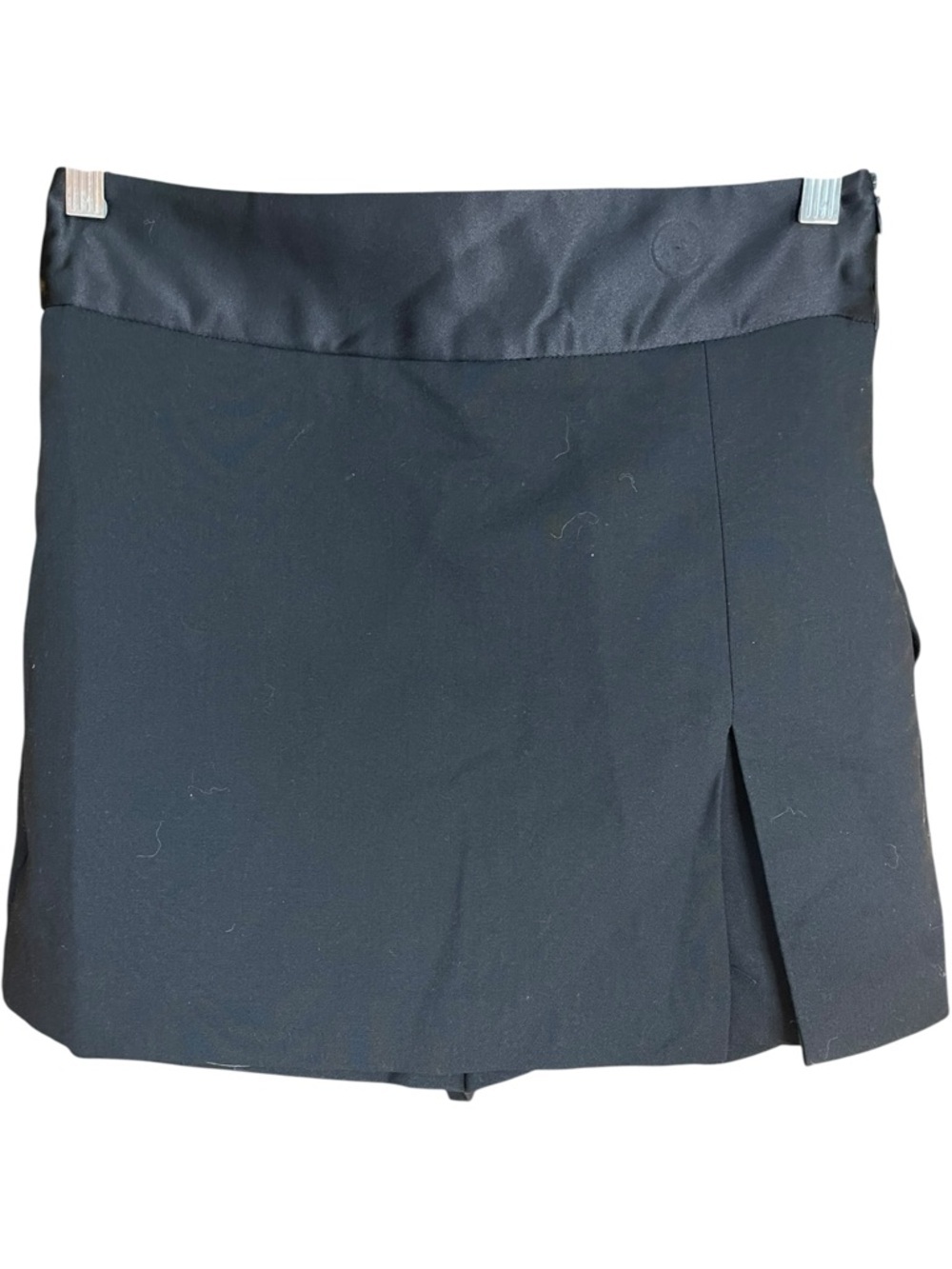 Zara Contrast Satin Skort Shorts Black